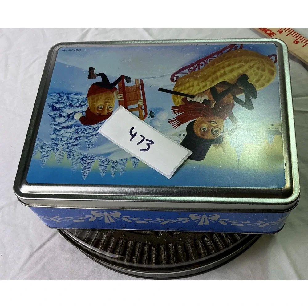 Vintage 1993 Oreo Cookie & Planters Peanuts Holiday Metal Tin Set of 2